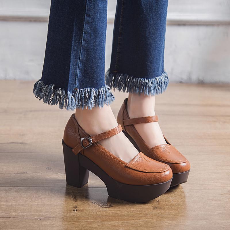 Retro Women's Mary Jane Wedge Platform Shoes - 2026 Spring Collection, High Heels with Thick Heel and Soft Sole, Waterproof Single Shoes
