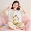 Girls Cotton Pajama Set Short Sleeve Long Pants Cartoon Print Sleepwear Kids Ages 4-12