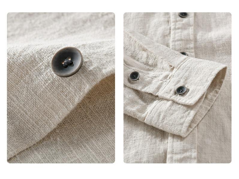 Men's Ramie Long-Sleeve Shirt - Spring/Autumn Casual Loose Fit, Youth Classic Style (Model 9798)