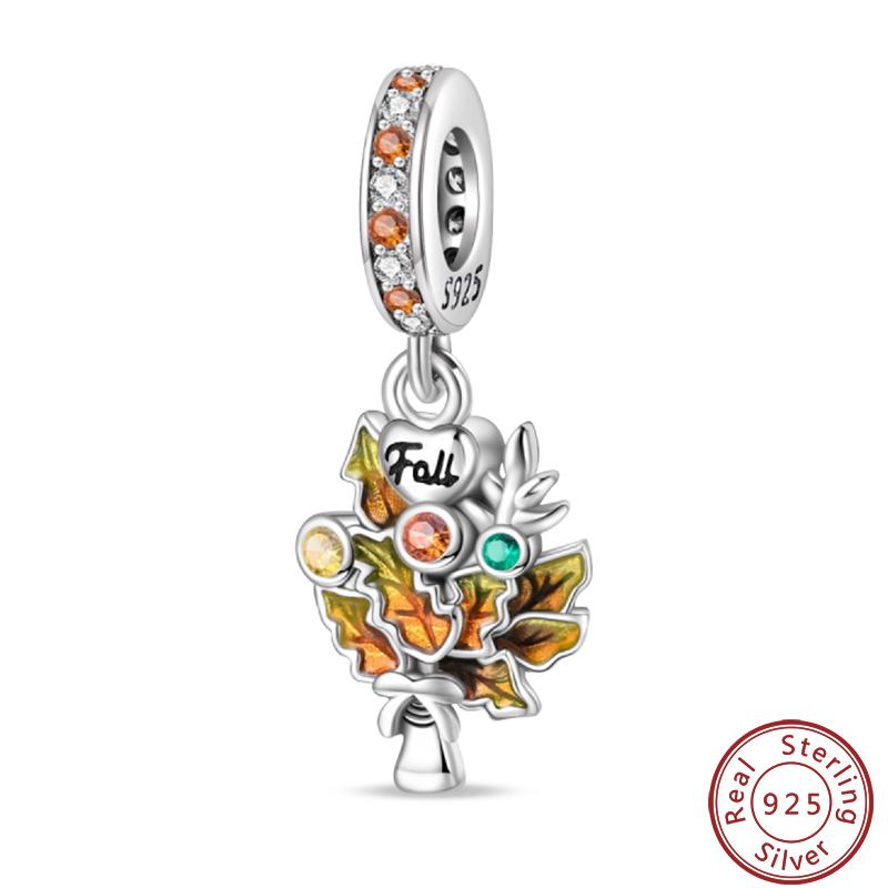 Copper Romantic Autumn Charms Beads Pumpkin Maple Leaf Scarecrow Harvest Pendant 3Mm Diy Fine Jewelry Accessories