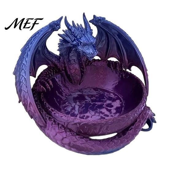 Mittelalterliche Drachen-Dekoration 3D-gedrucktes Aufbewahrungsfach für Schmuckschlüssel, Dekorative Schreibtisch-Organisationsschale mit detaillierten Fantasy-Schuppen & Flügeln, Schale mit großem Fassungsvermögen