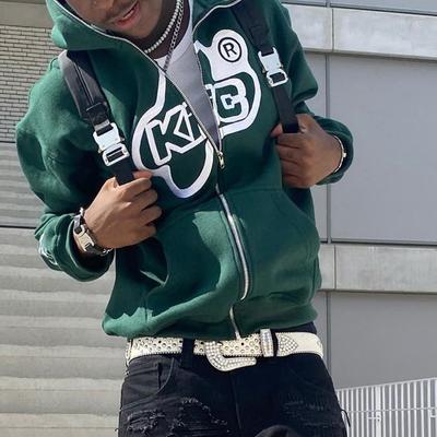 2023 European and American Fashion Cross-border Spring New Letter Zipper Print Slim-fit Hooded Long-sleeve Sweatshirt