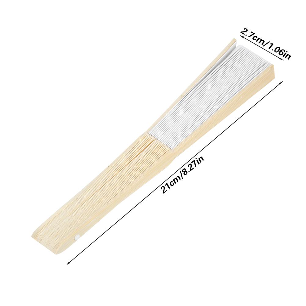 5pcs Folding Bamboo Hand Fan Summer Hot Day Foldable Fan Prop DecorationWhite