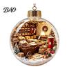 Decorative Ornaments for Home Glowing Christmas Story Ornament, Light-Up 3D Hanging Ball with Warm LED, Mini Indoor Outdoor Festive Decor Holiday