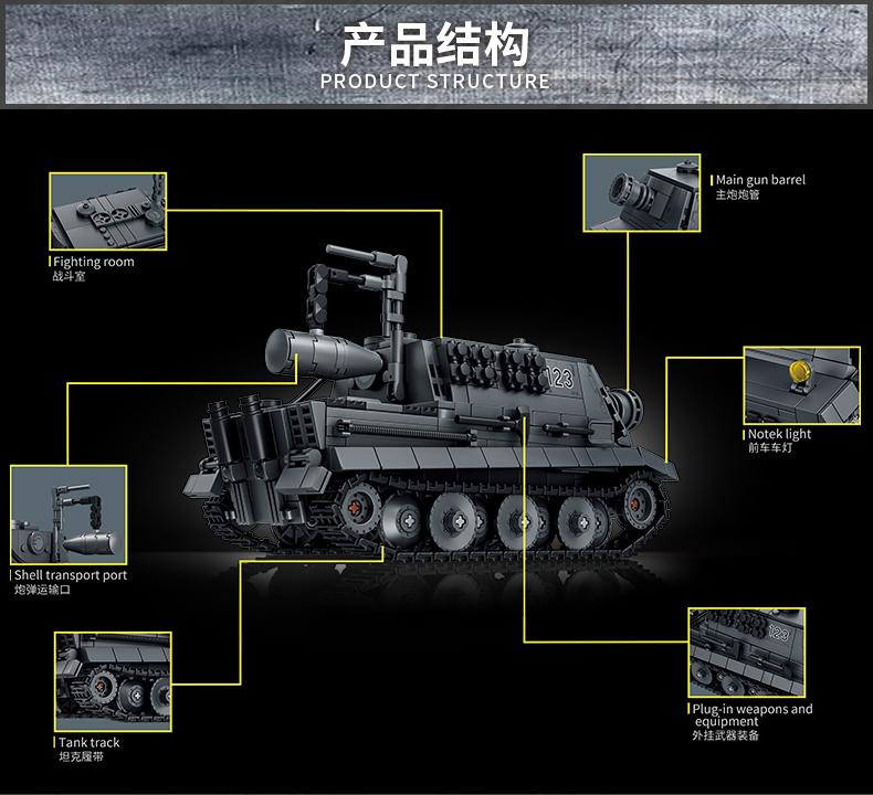 RW61 Sturmtiger Tank DIY Military MOC Army Main Battle Tank Soldiers Building Blocks Bricks Set For Children Boys Gifts