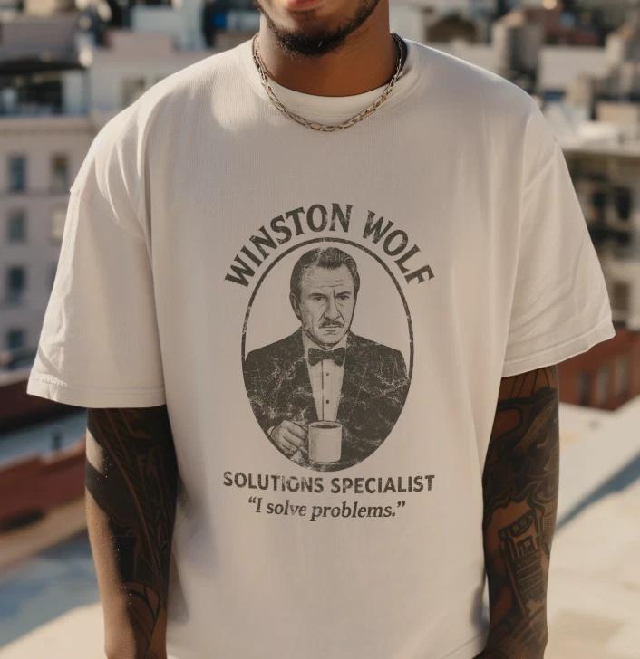 Winston Wolf Pulp Fiction Tee Tarantino Movie Shirt S-4XL Film Gift S