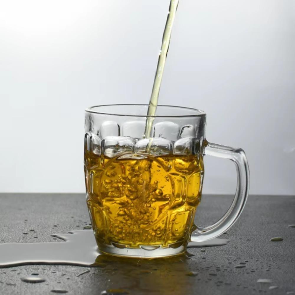 Creative Imitation Glass Plastic Beer Cup Unbreakable Transparent Beer Mug Thickened with Handle Water Tumbler Bar