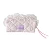 Quilted Pencil Pouch Bag Zippers Pen Case with Lace Trim, Stationeries Organizers for Students, Desk and School Bag Carry