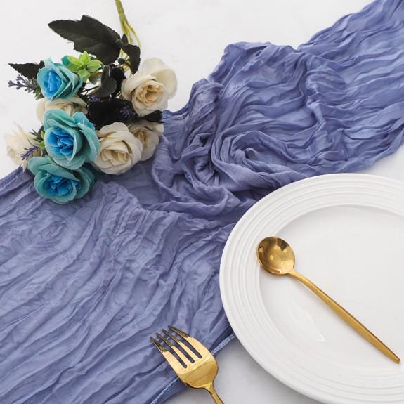 Bali Yarn Crinkle Gauze Table Runner - Semi-Transparent, Twisted Design for Bohemian Weddings & Holiday Parties