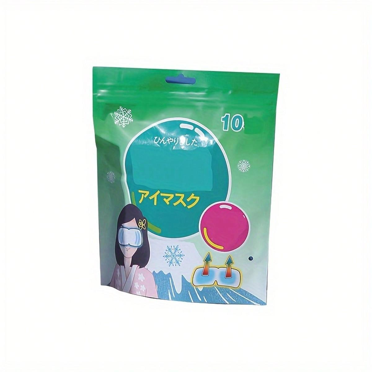 

10 шт. ледяная маска для глаз, прохладная и удобная, маска от похмелья, одноразовая, эластичные ушные повязки, не стягивающие, помогает при отечности и темных кругах 10Pcs зелёный