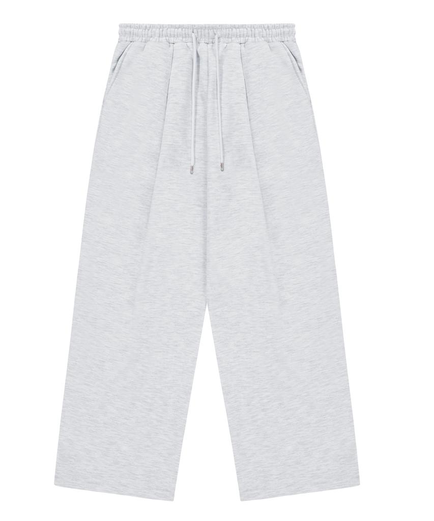 S'EST One-Pleat Wide Training Sweatpants - White Melange