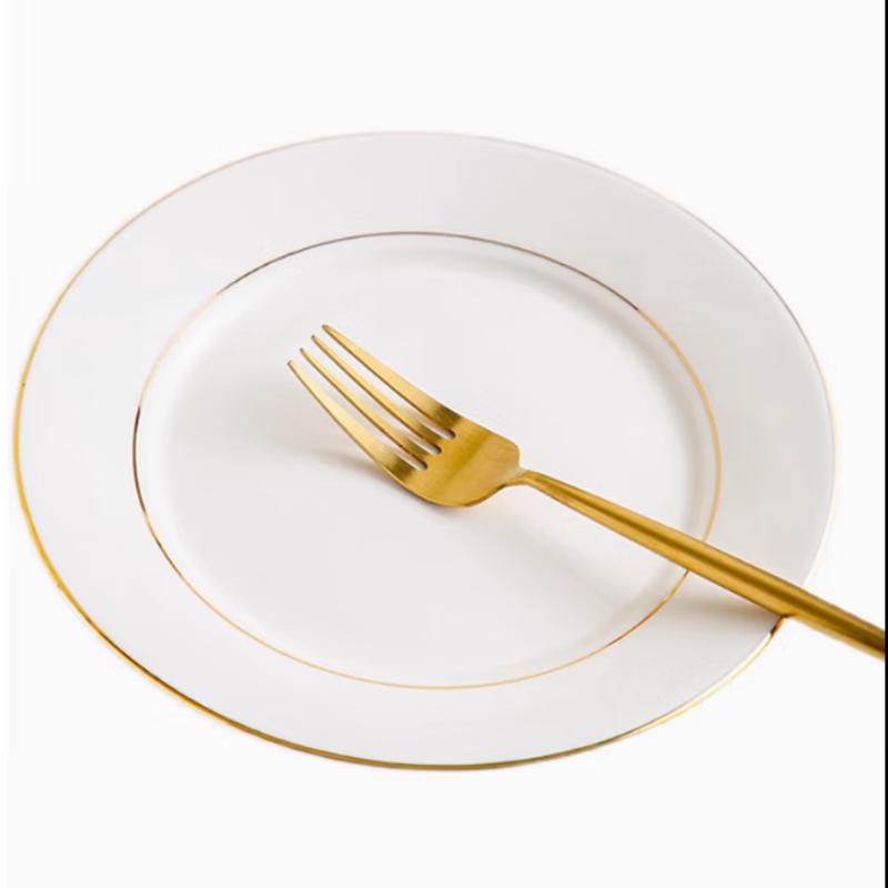 SIFAR Double Gold Rim Ceramic Dinner Plates