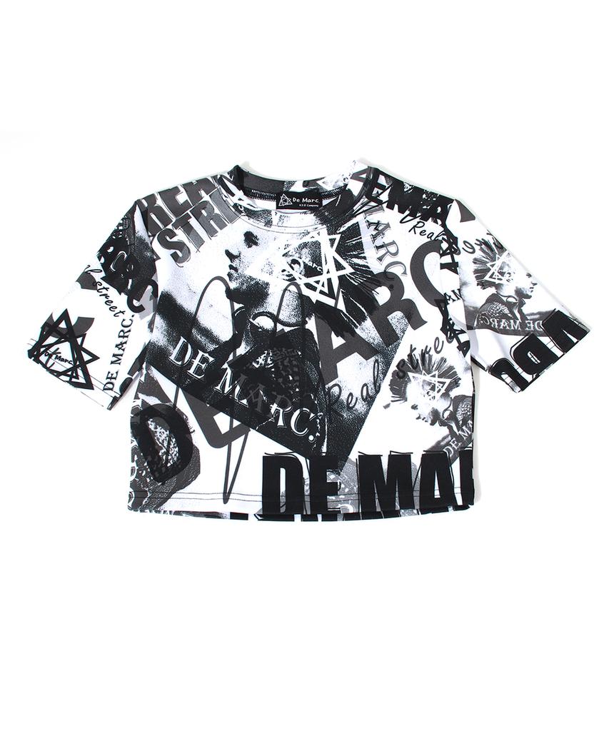 Deumakeu Punk Graffiti Graphic Crop T-Shirt Short Sleeve