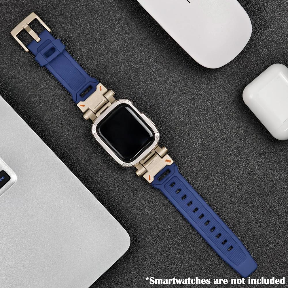 Silicone Band+Case for Apple Watch Ultra2 Strap 49mm 41mm 45mm 40mm 44mm TPU Cover+Sport Bracelet Series 9 8 7 6 SE 5 Wristband