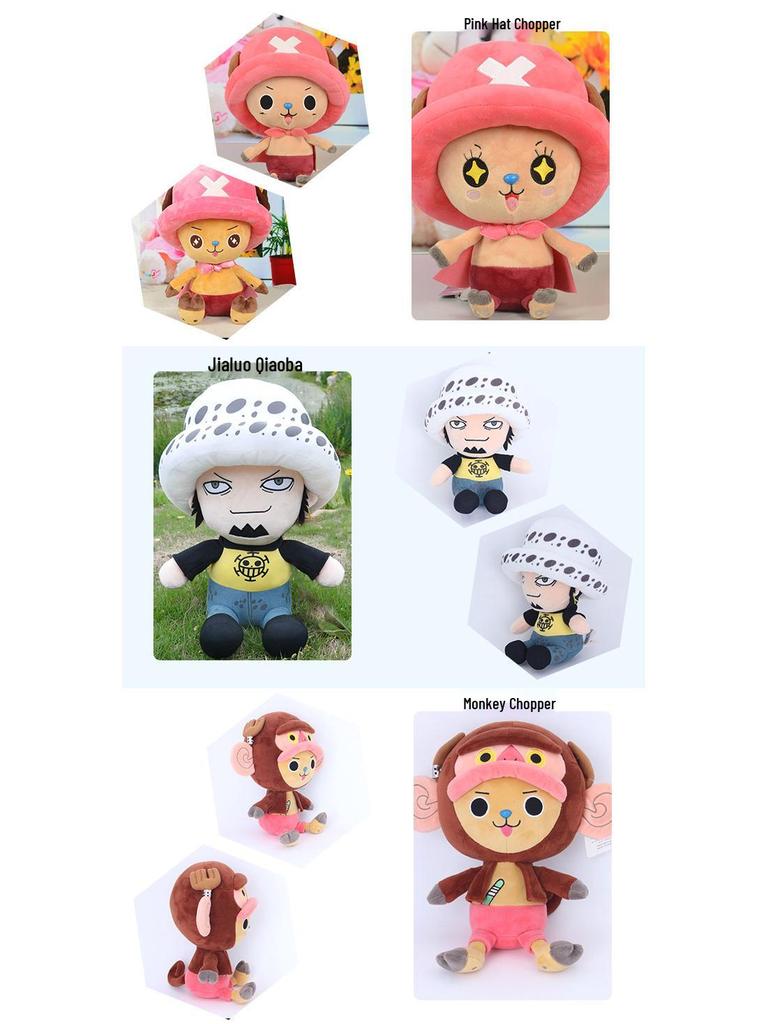 Genuine One Piece Luffy, Chopper, Zoro Plush Figures (20-30cm) - Anime Cartoon Dolls, Perfect Gifts