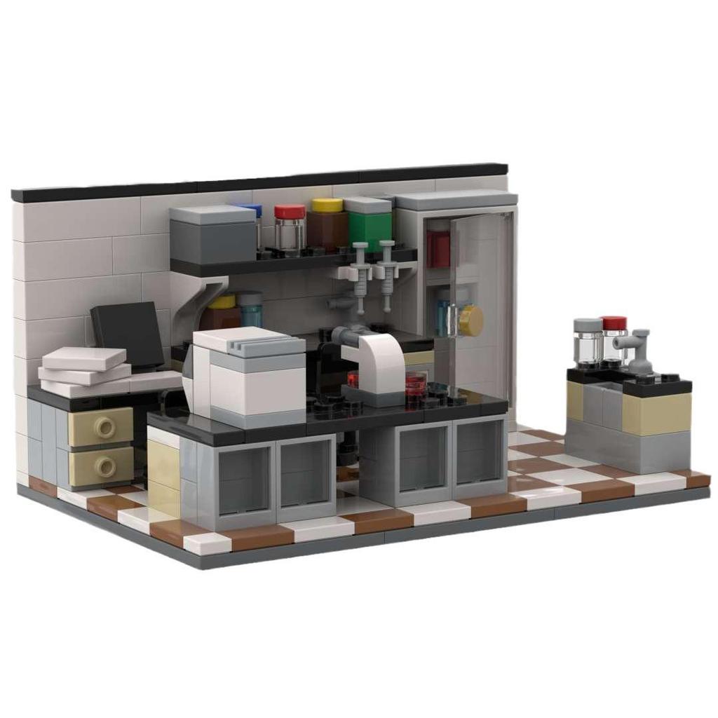 MOC Mini Building Blocks Toy Figure for Home Decor - DIY Laboratory City Scene Model Gift