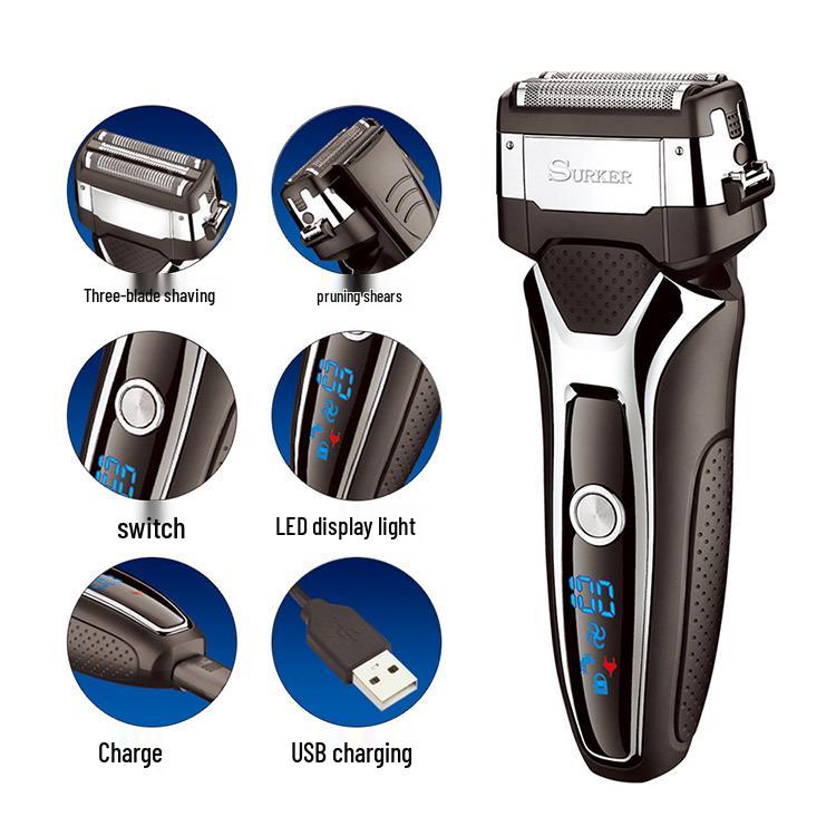 Smart Rechargeable LCD Electric Shaver for Men, RSCW-9008