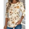 Hauts pour Femmes Imprimé Floral Col Rond Manches Longues T-shirt Automne Décontracté Ajusté Pull Haut à Manches Longues pour Femme