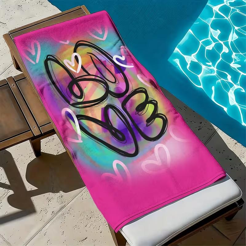 Boho Daisy Heart Print Beach Towel Quick Dry Sand Free Towel Retro Floral Summer Vacation Towel for Women Girls Outdoor