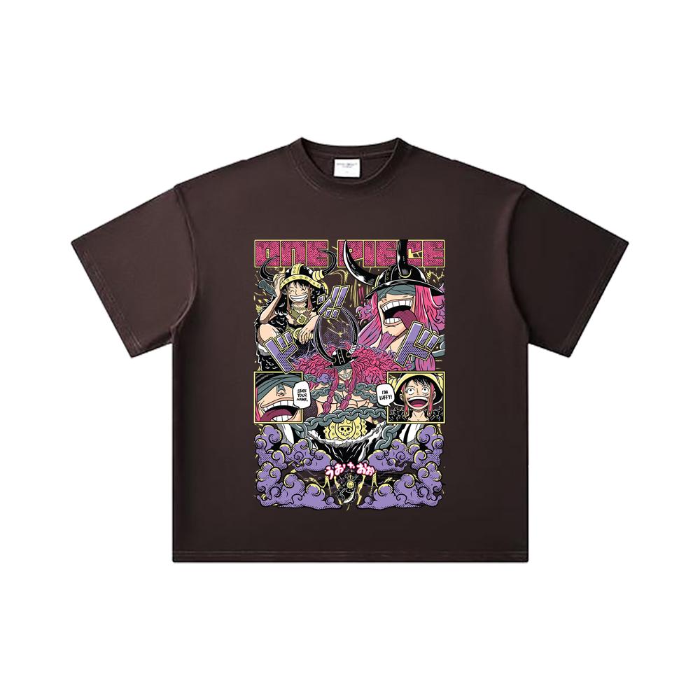 260 GSM Double Yarn 32 Count 100% Cotton One Piece V50 Luffy Loki Print Unisex Heavy Cotton T Shirt