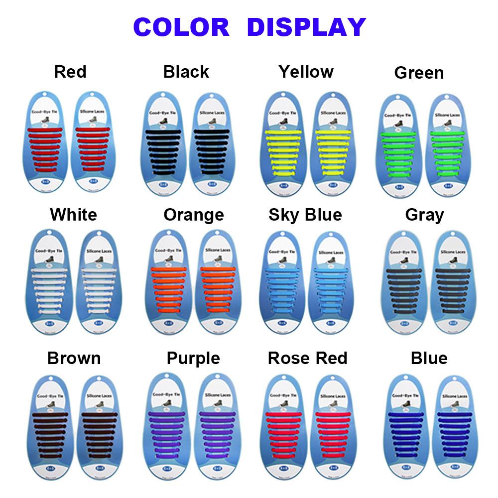 Silicone World Silicone Elastic Shoelaces Unisex Athletic No Tie Shoe Lace All Sneakers Fit Quick Shoe Lace For Adults Kids