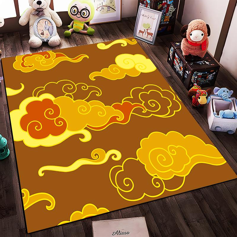 Golden Cloud Pattern Rug Non-slip rug suitable for living room and bedroom sofas