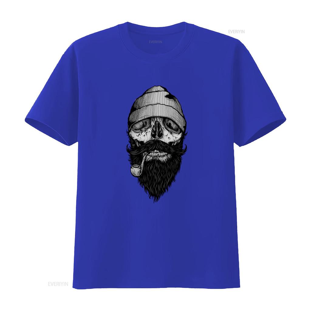 Unisexs Bone Sailor Skull Beard Pipe T Shirt Fun Design Sizes Small To 4xl Vintage Fashion Designer Clothes