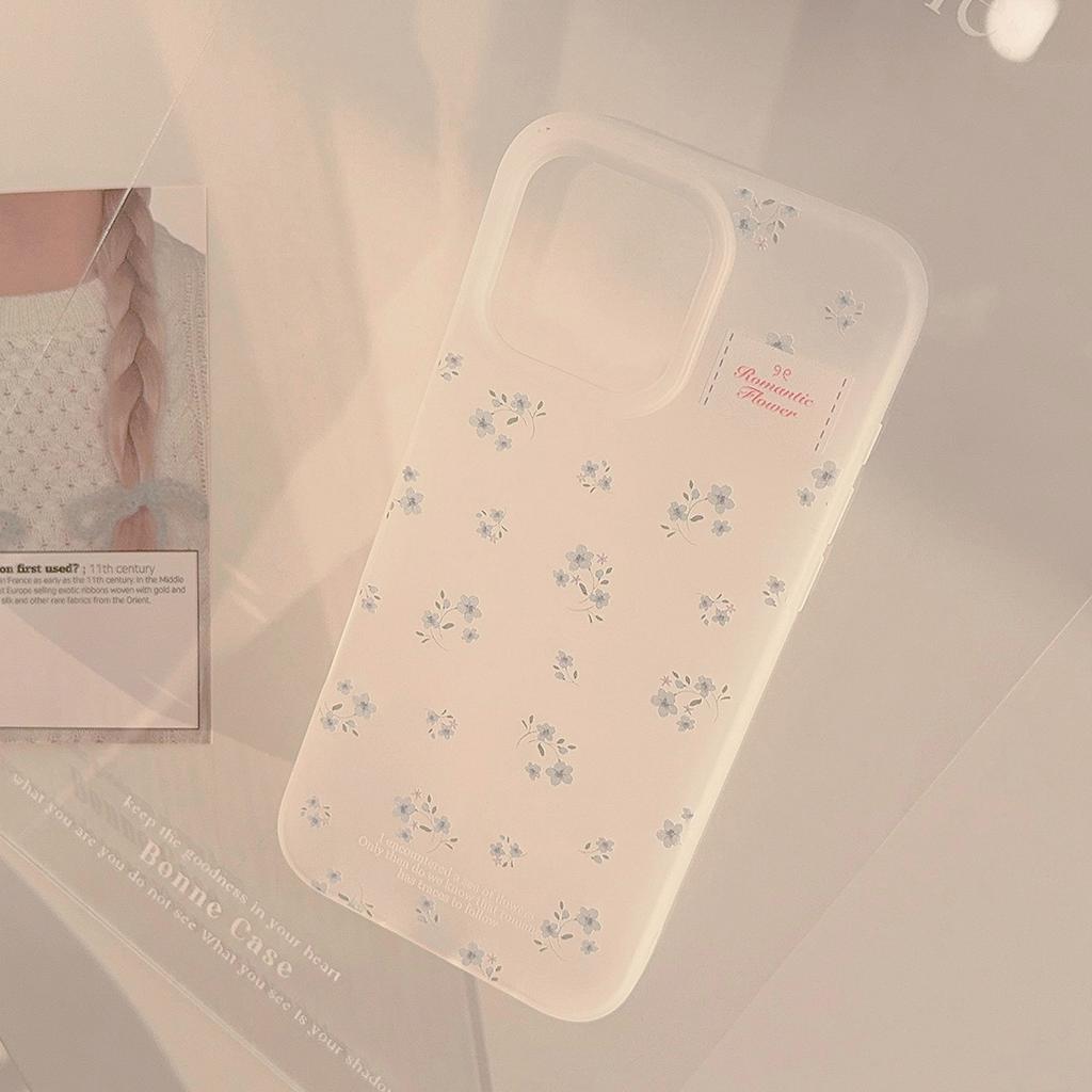 Blue Small Flowers Suitable for Apple 16 Mobile Phone Case 15promax Gentle Iphone17 Korean 13 Transparent Feeling 11