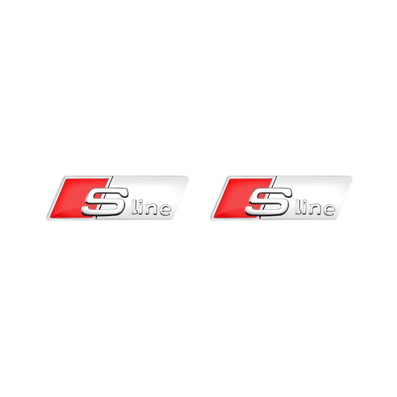 2026 2/5/10Pcs Car RS Sline Badge Steering Wheel Sticker Accessories for S1 Sline C7 A1 Q2 Q3 A4 B7 B8 B9 A3 8P 8V 8L A5 A6 C6 C5 2x