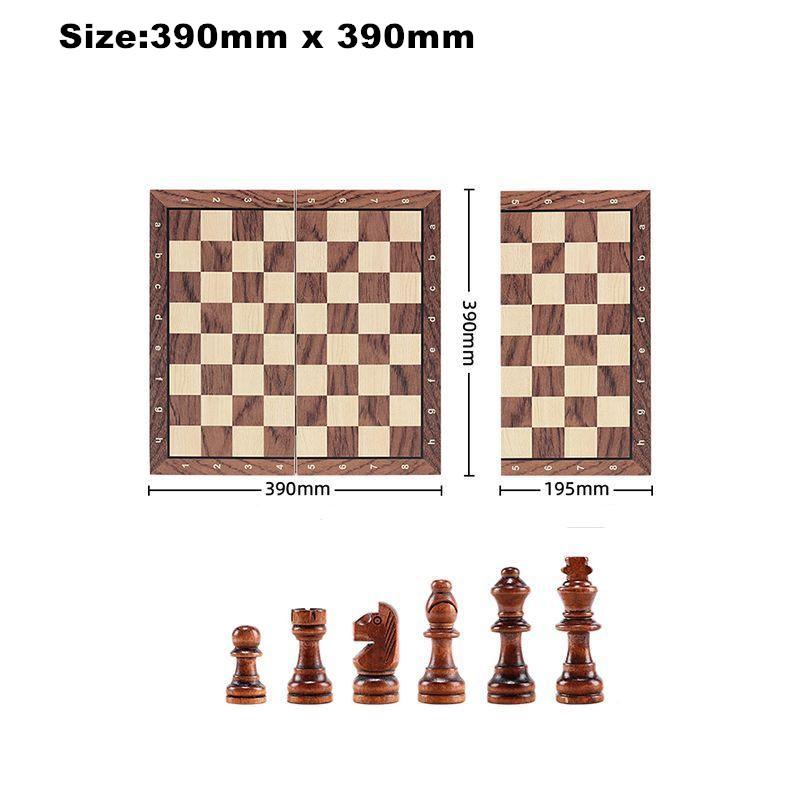 Chess Set - Magnetic Foldable Portable Solid Wood Chess Board - Educational Games for Students and Kids - Christmas Gift