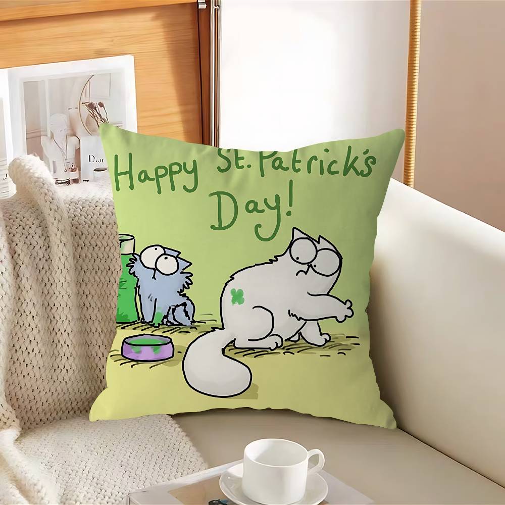 S-Simons Cartoon C-Cat Cushion Cover Inches Farmhouse Decor Home Throw Pillow Covers For Couch Decorations