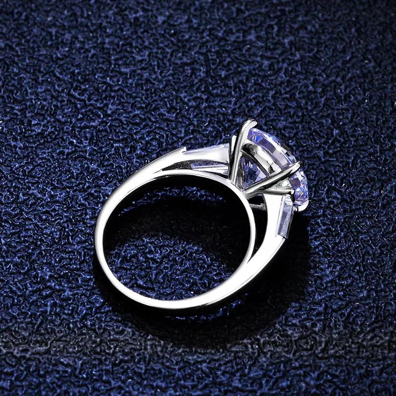 Fashion Real Moissanite Ring 5ct 11mm D Color Lab Diamond Pure S925 Sterling Silver Fine Jewelry Gift for Women