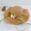 Summer flower straw hat women's foldable wavy edge small fresh big brim sun hat travel sun protection seaside beach hat