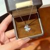 High-End Korean Zirconia Heart & Four-Leaf Clover Necklace: Versatile, Elegant Clavicle Chain for Women
