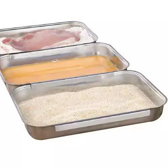 Stainless Steel Rectangular Divided BBQ and Sauce Dipping Plate