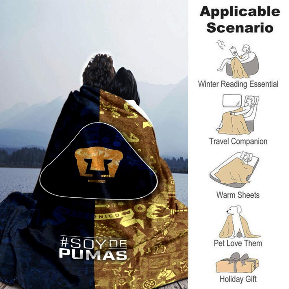 Pumas UNAM Print Flannel Blanket High Quality Warm Comfortable Cover for All Seasons Perfect for Gifts Home Decor