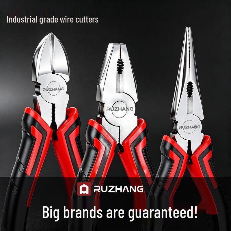 Multi-Functional Industrial-Grade Steel Wire Pliers: Diagonal Cutter, Needle Nose, and Labor-Saving Electrician Pliers with High Hardness