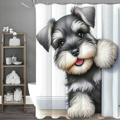 Cortina de Ducha Schnauzer Linda, Cortina de Ducha Decorativa para Baño, Cortina de Ducha Impermeable con Ganchos