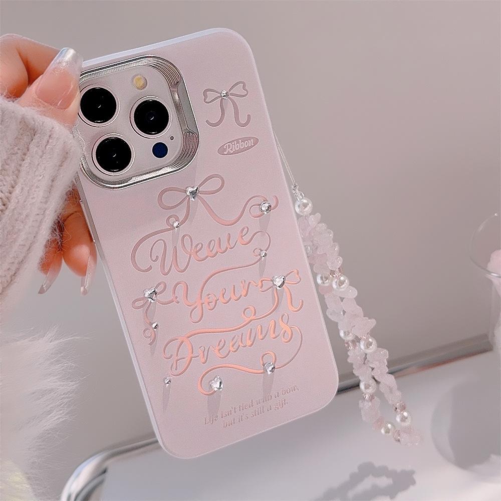 Adesivo Fai da Te Fiocco Rosa Adatto per Iphone15 Laser 14Pro Max Custodia per Telefono Cellulare Apple 16 Cordino 12