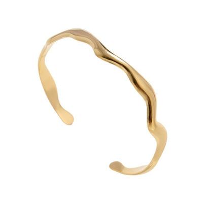 Geometric Open Bangle Irregular Metal Wavy Bangle Simple Wave Line Bracelet Women