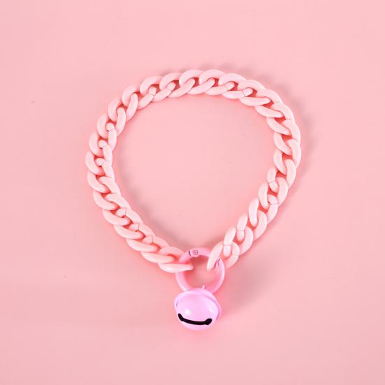 Dog Necklace Bell Pendant Colored Plastic Chain Cat Collar Pet Neck Wear Chain Birthday Accessories