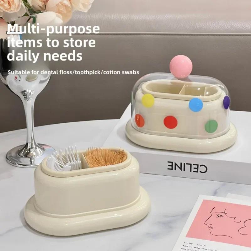 1PCS Creative Dopamine Toothpick Plastic Multi-purpose Cotton Tableware Floss Living Room Flat Home Desktop Storage Box