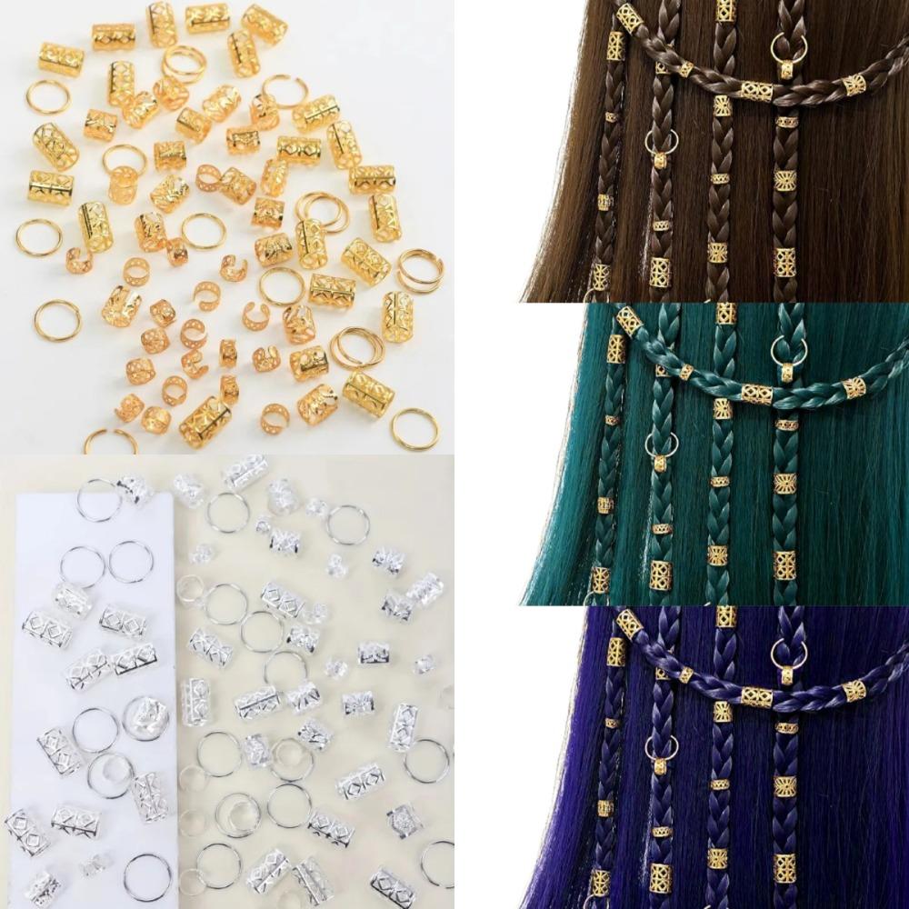 80pcs Dread Locks Dreadlocks Beads Hair Braiding Hair Braid Tubes Hollow Out Hair Ring  for Braids