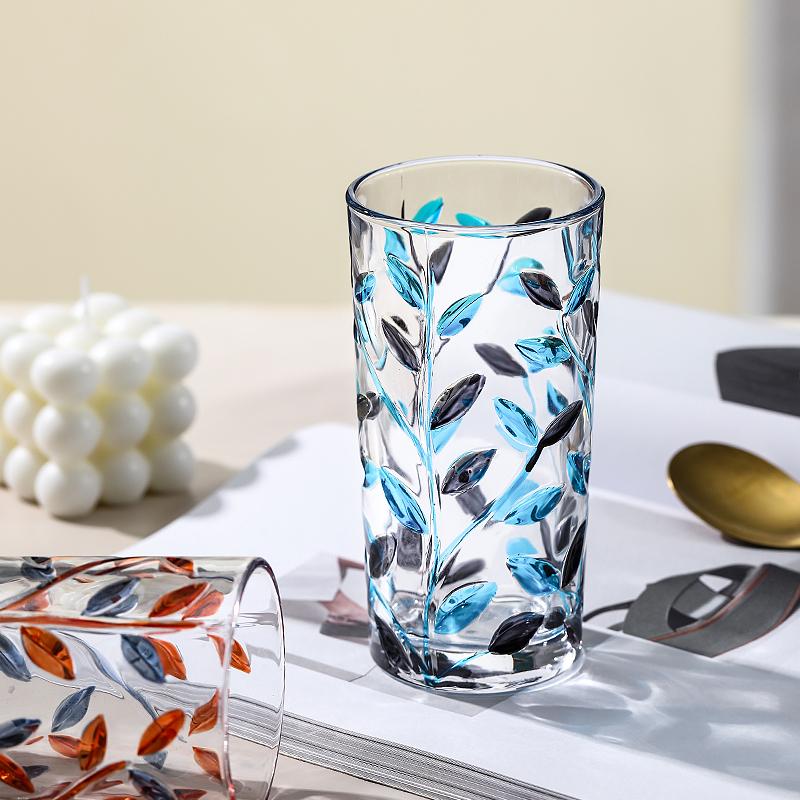 13oz Crystal Bubble Base Highball Glass Tumbler - Unique Leaf Design, Heavy Bottom for Water, Juice, Cocktails, and Beer