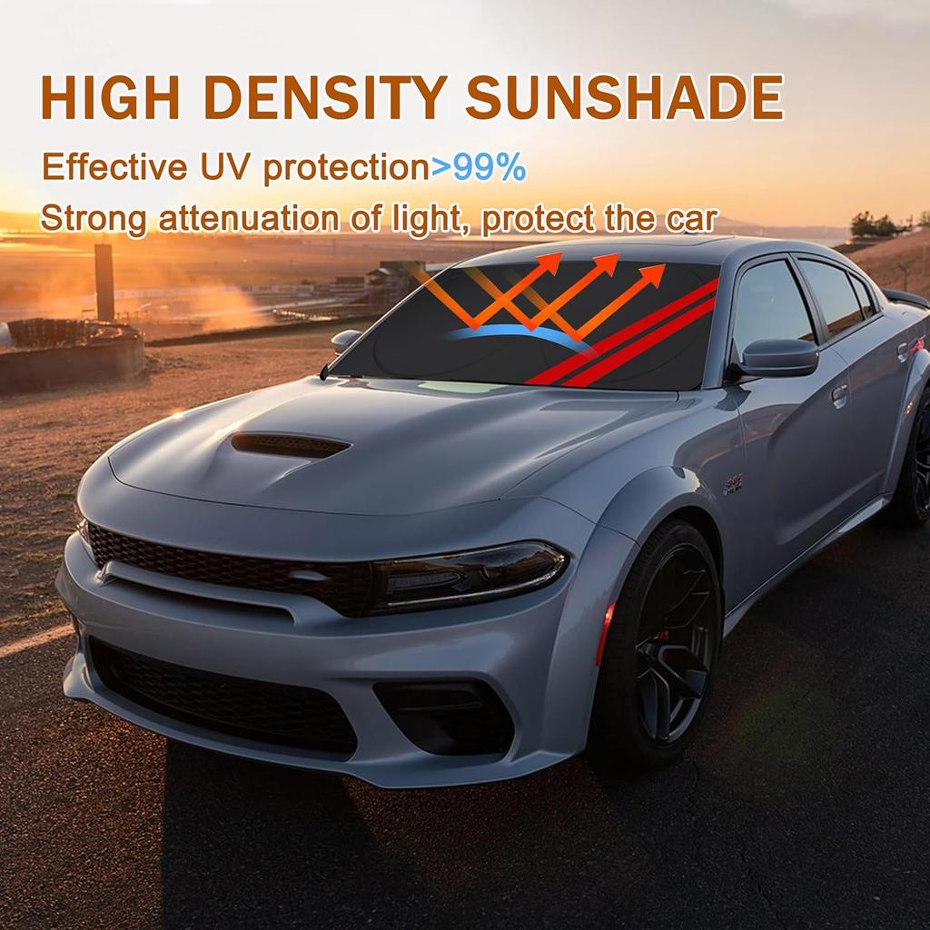 Front Windshield Sun Shade Fit For Dodge Charger Challenger Durango Journey Universal Fit To All Dodge Cars Foldable Sun Visor Protector  Fit Dodge