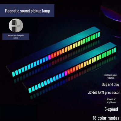 Voice-Controlled RGB LED Music Atmosphere Light with Sound Pickup for Desktop and Car Audio