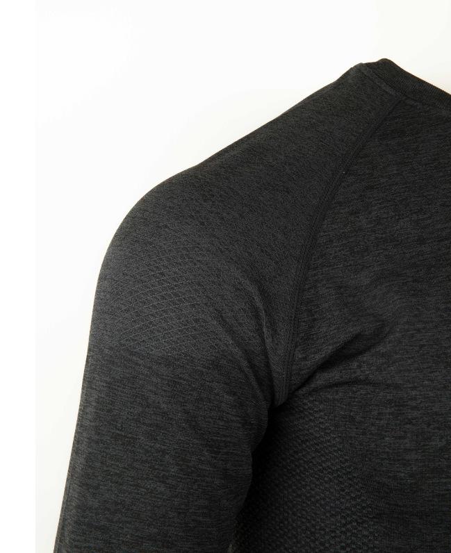 American Seamless Jacquard Muscle-Enhancing Long Sleeve Quick-Dry Slim Fit Round Neck Fitness Top