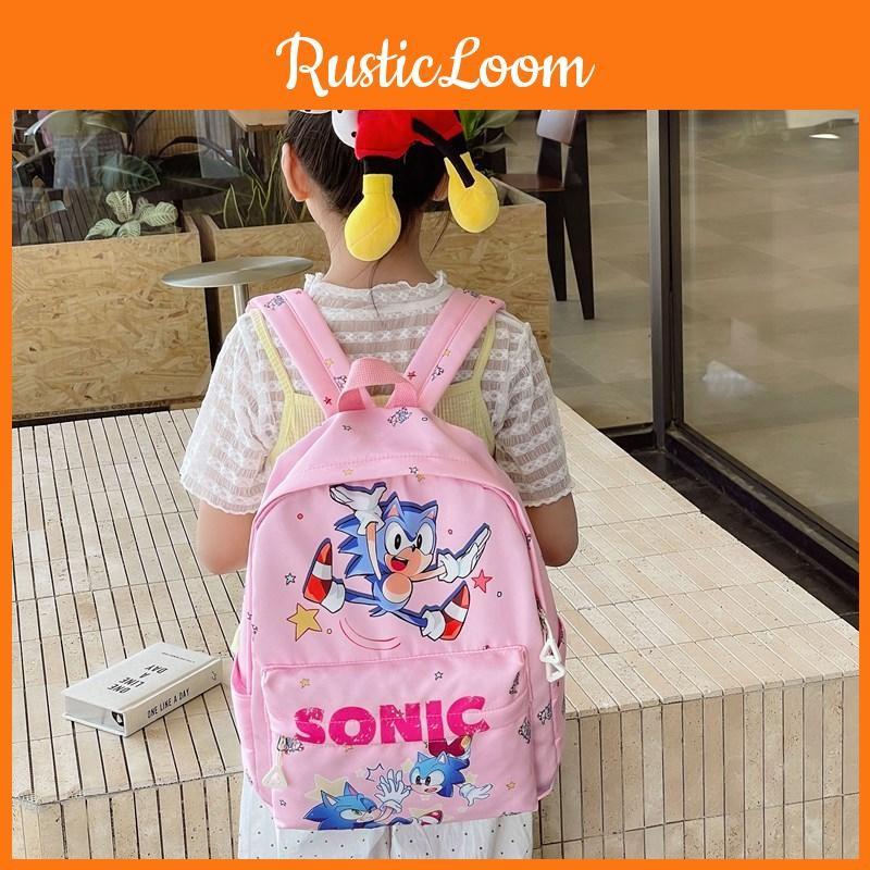 Sonic Cartoon Letter Kids Lightweight Nylon Backpack For Daycare And Travel