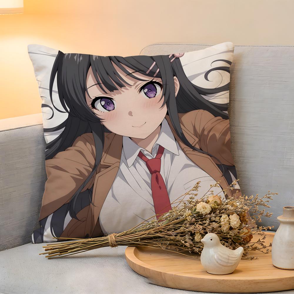 Cushion Cover  Linen  SkinFriendly Soft Decorative Case For Sofa Home Decor Sexy Anime MMai Sakurajima Pillow cover