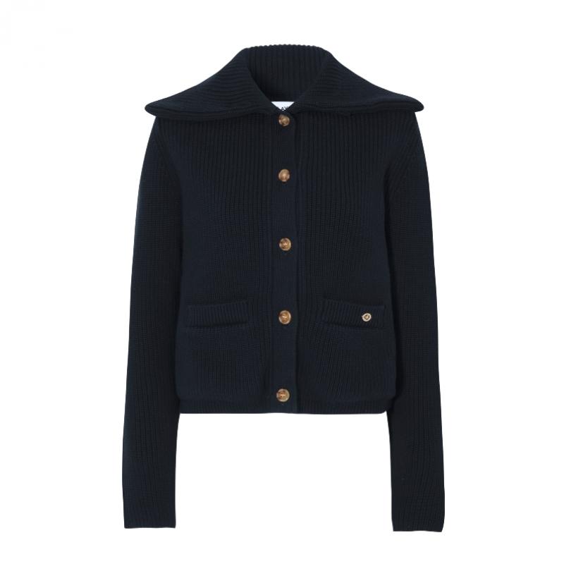 PLAYBOO Windproof Spread Collar Cardigan Dark Navy